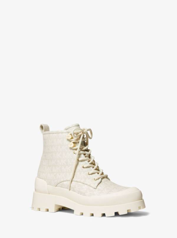 Damske Bojové topánky Michael Kors Payton Logo Jacquard Béžové - Topanky Michael Kors Nejlevnejsi | LZMYQ-0347